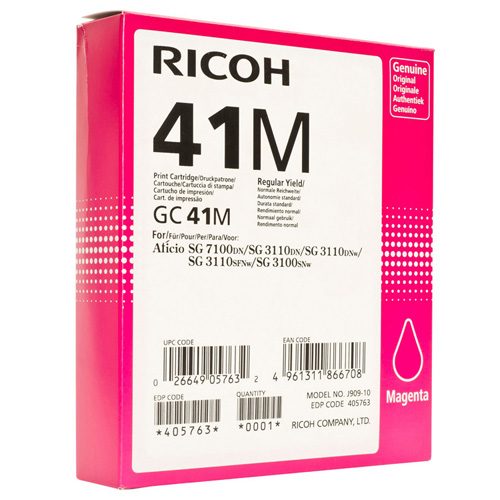 Ricoh 405763 Magenta GC41M Gel Toner Cartridge (2200 pages)